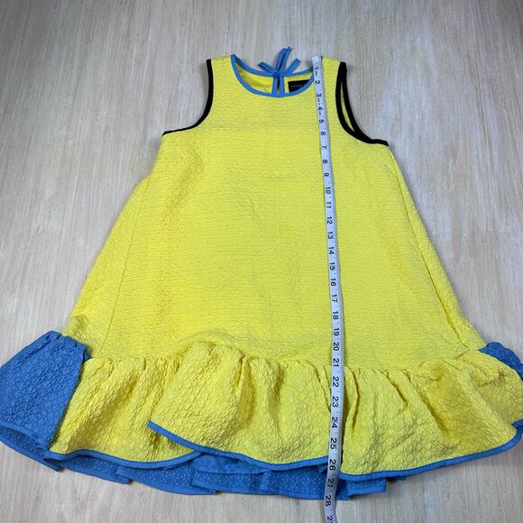 Victoria Beckham for Target Yellow Cloque Ruffle Sleeveless Dress Girls Medium - Picture 6 of 12